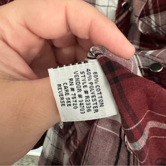 Reclaim Athletic Fit Snap Button Down Red Plaid Shirt Men’s Size XXL - Picture 7 of 7